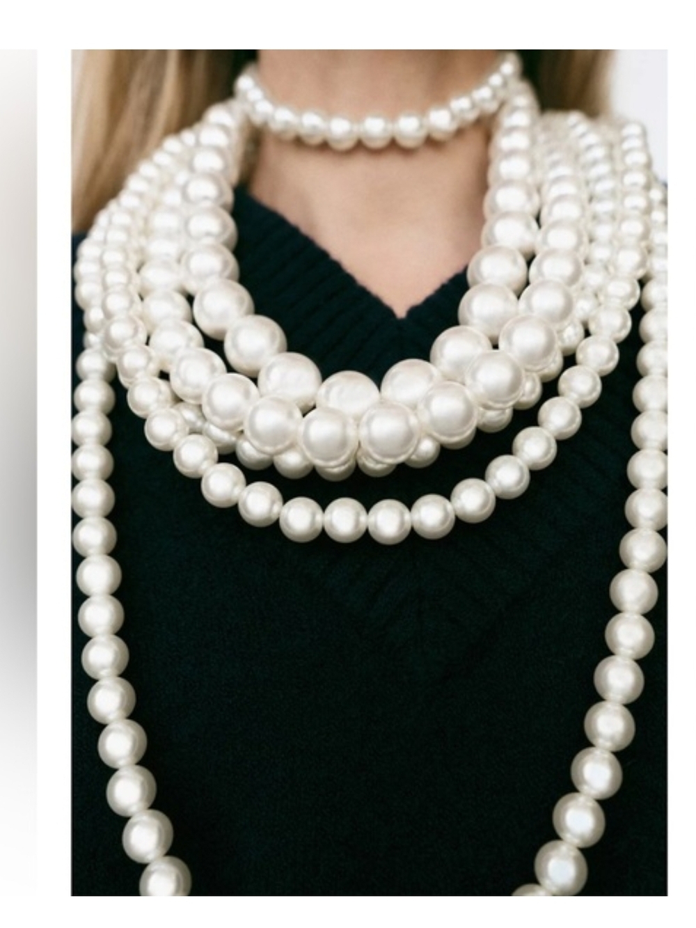 Zara Cream Multi-Strand Pearl Statement Necklace
